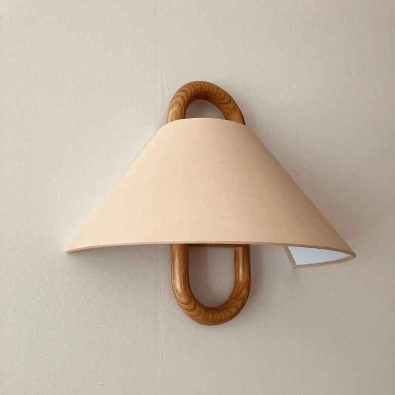 Modern Original Solid Wood Pleated Semi-Circle 1-Light Wall Sconce Lamp