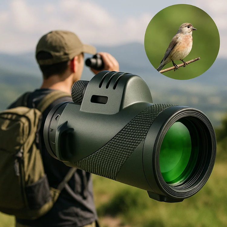 Monocular Telescope | HD Multi-Coated Glass & Smartphone Mount | Travel Size