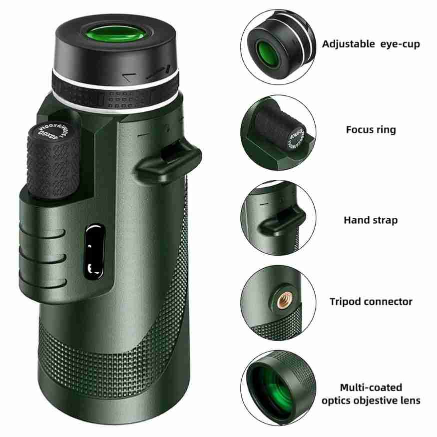 Monocular Telescope | HD Multi-Coated Glass & Smartphone Mount | Travel Size