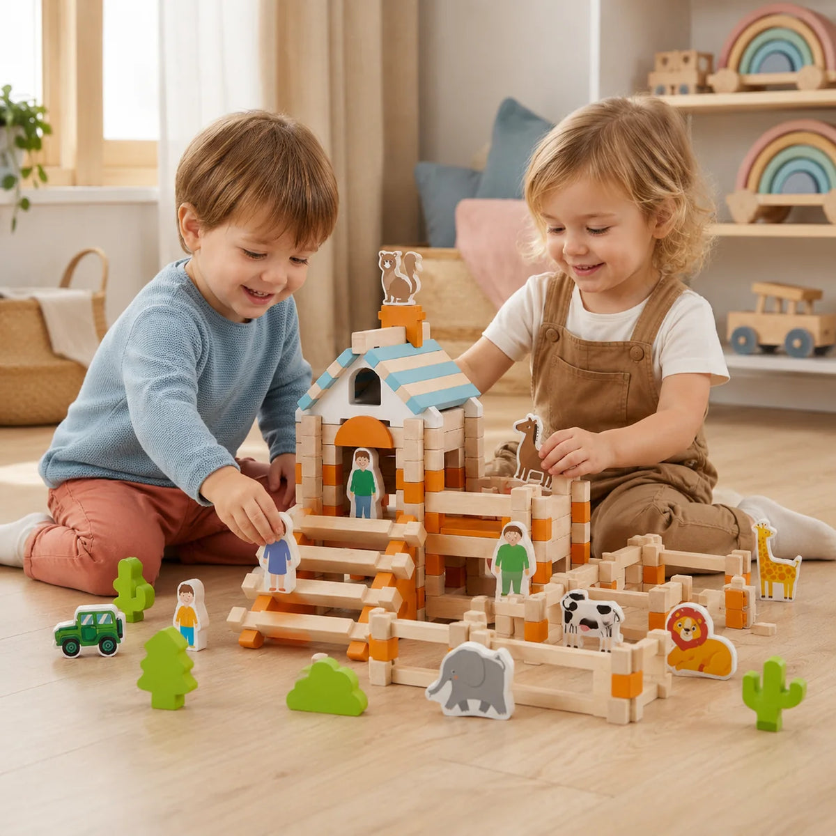 Montessori Building Blocks | Natural Wood & Motor Skills Development | For Toddlers