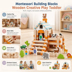 Montessori Building Blocks | Natural Wood & Motor Skills Development | For Toddlers