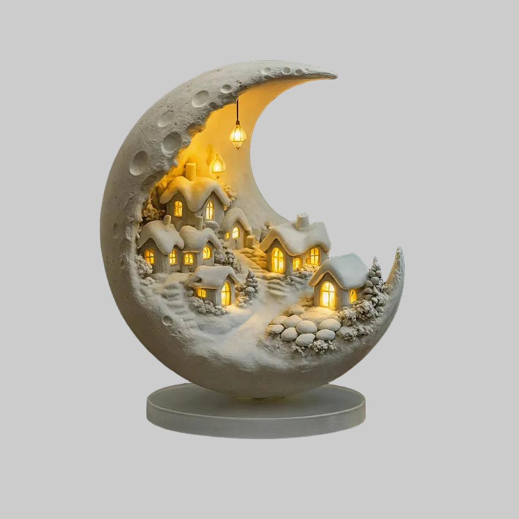 Moon Lamp | Acrylic Winter Village & LED Soft Glow
