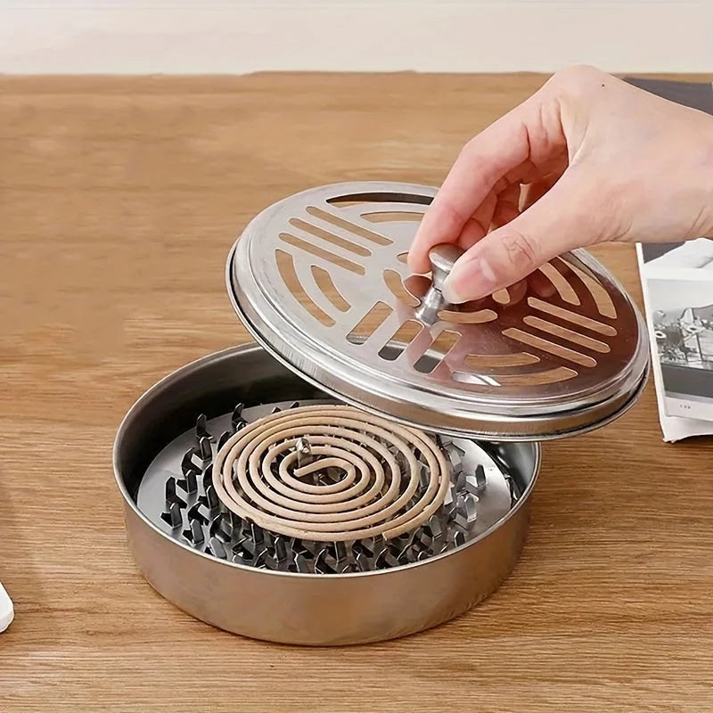 Mosquito Incense Burner | Stainless Steel & Heat-Resistant | With Lid