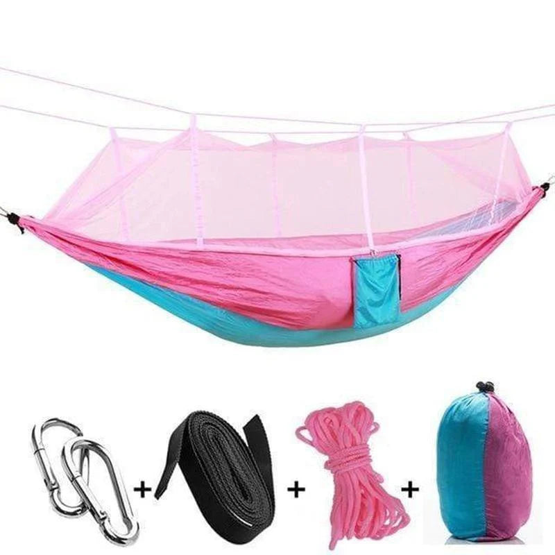 Mosquito Net Hammock | Ultralight Parachute Nylon & Integrated Net | With Straps & Carabiners