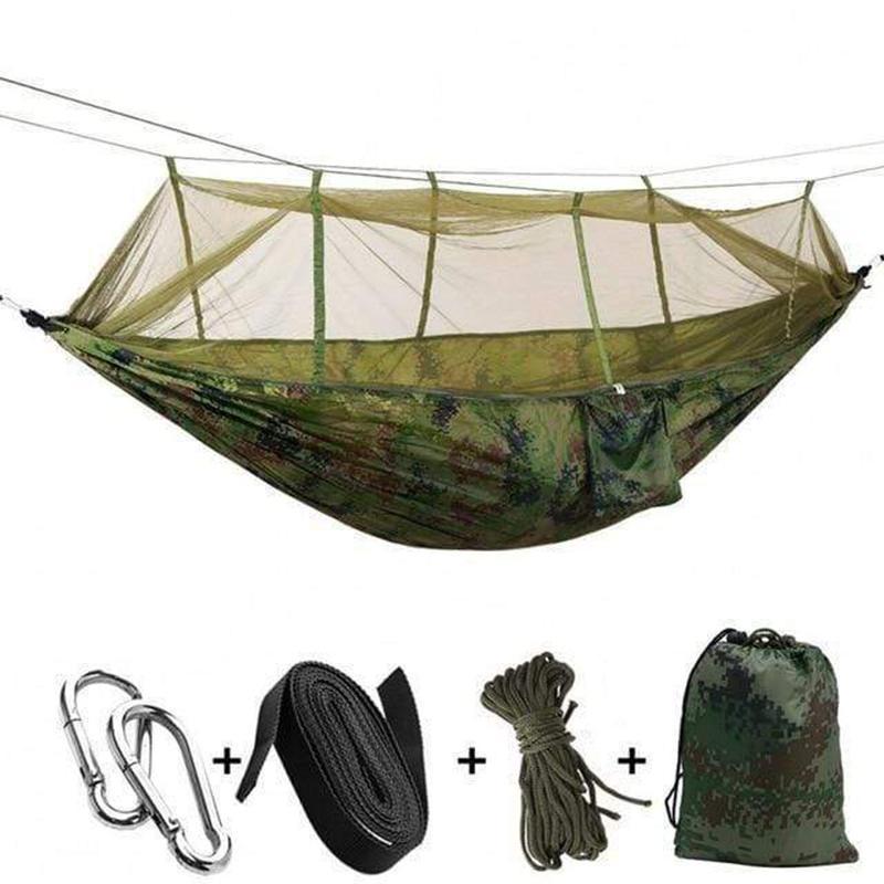 Mosquito Net Hammock | Ultralight Parachute Nylon & Integrated Net | With Straps & Carabiners