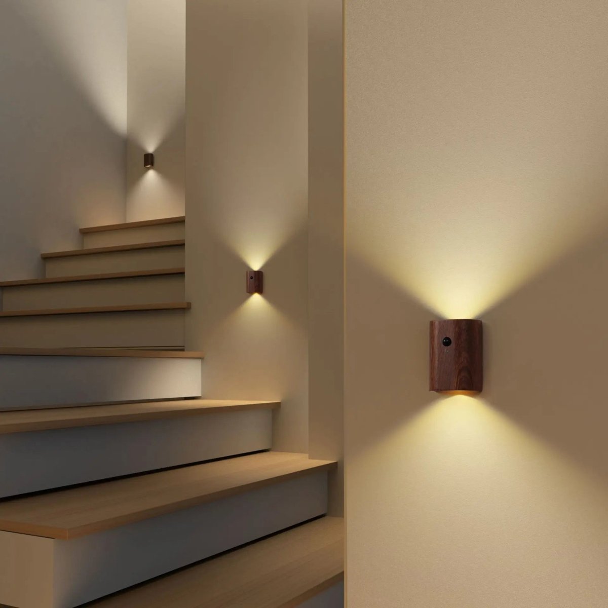 Wooden Night Light | Motion-Activated Warm LED | Rechargeable