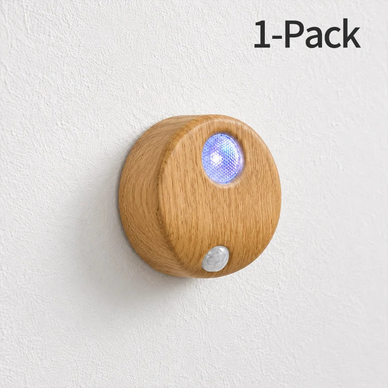 Motion Sensor Night Light | Wood Finish & Energy-Efficient LED