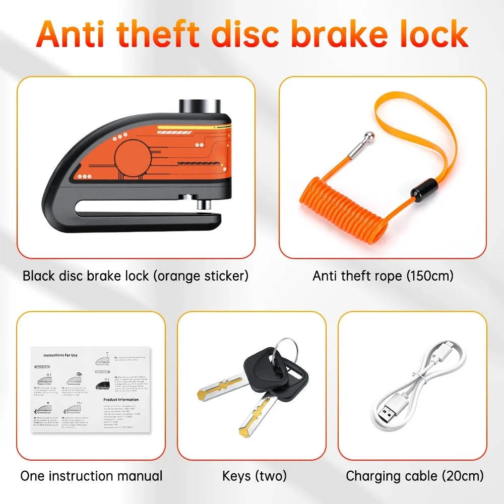Motorcycle Disc Lock Alarm | 120dB Motion-Activated & IP67 Waterproof | 6-Month Battery Life