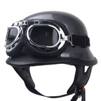 Motorcycle Helmet | Vintage Leather & Integrated Goggles | Safety Certified