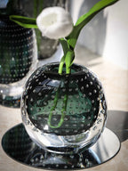 Glass Vase | Handblown Bubble Design | Colored Accents