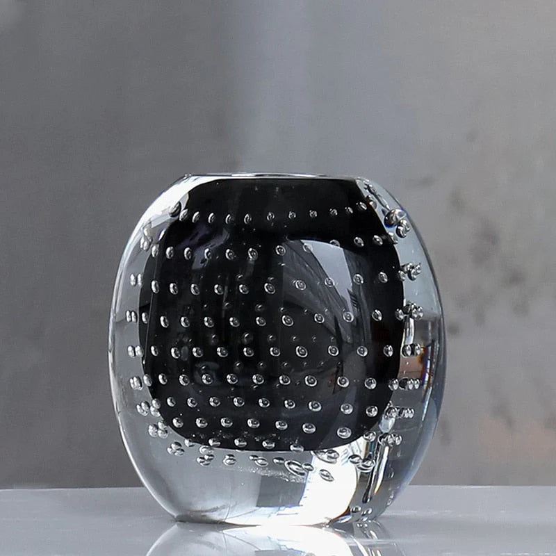 Glass Vase | Handblown Bubble Design | Colored Accents
