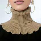Neck Scarf | Knitted Turtleneck & Ruffled Edge | Detachable