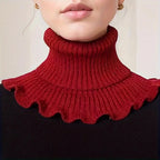 Neck Scarf | Knitted Turtleneck & Ruffled Edge | Detachable