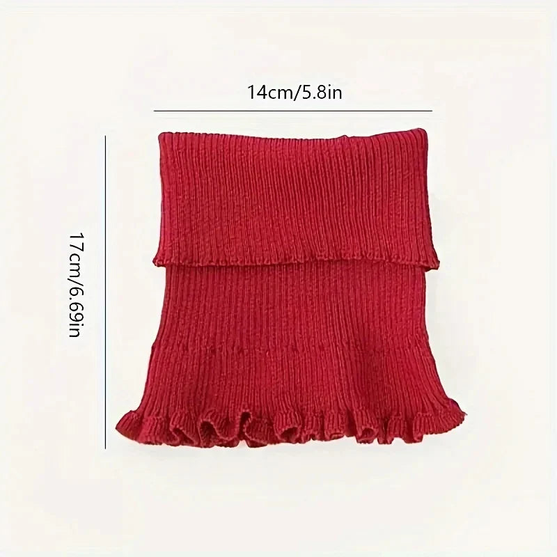 Neck Scarf | Knitted Turtleneck & Ruffled Edge | Detachable