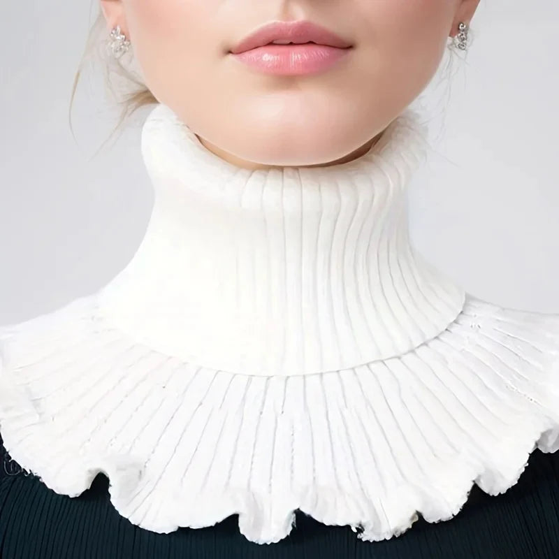 Neck Scarf | Knitted Turtleneck & Ruffled Edge | Detachable