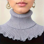 Neck Scarf | Knitted Turtleneck & Ruffled Edge | Detachable