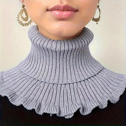 Neck Scarf | Knitted Turtleneck & Ruffled Edge | Detachable