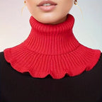 Neck Scarf | Knitted Turtleneck & Ruffled Edge | Detachable