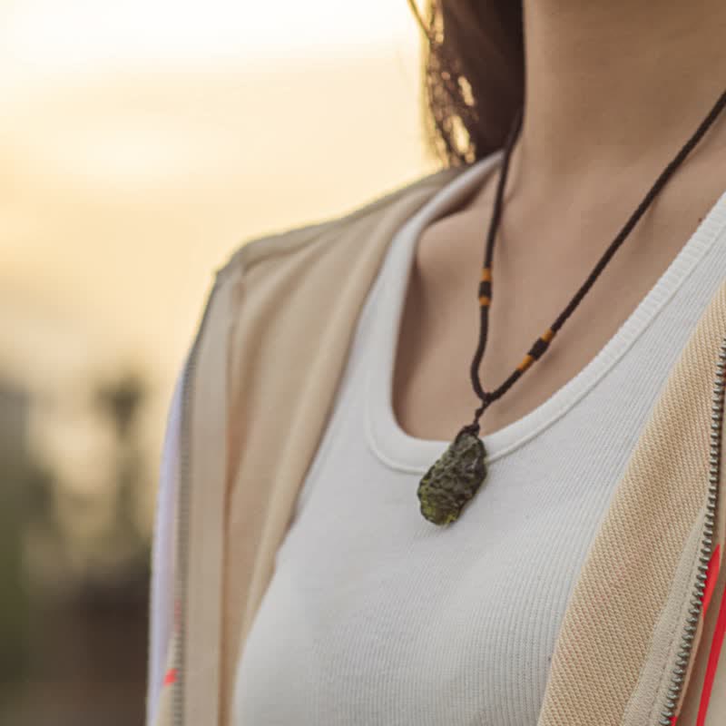 Necklace | Natural Moldavite Crystal & Adjustable Chain