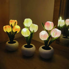 Night Lamp | Realistic Tulip LED & USB Rechargeable | 3 Or 6 Flowers