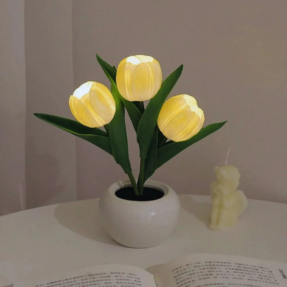 Night Lamp | Realistic Tulip LED & USB Rechargeable | 3 Or 6 Flowers
