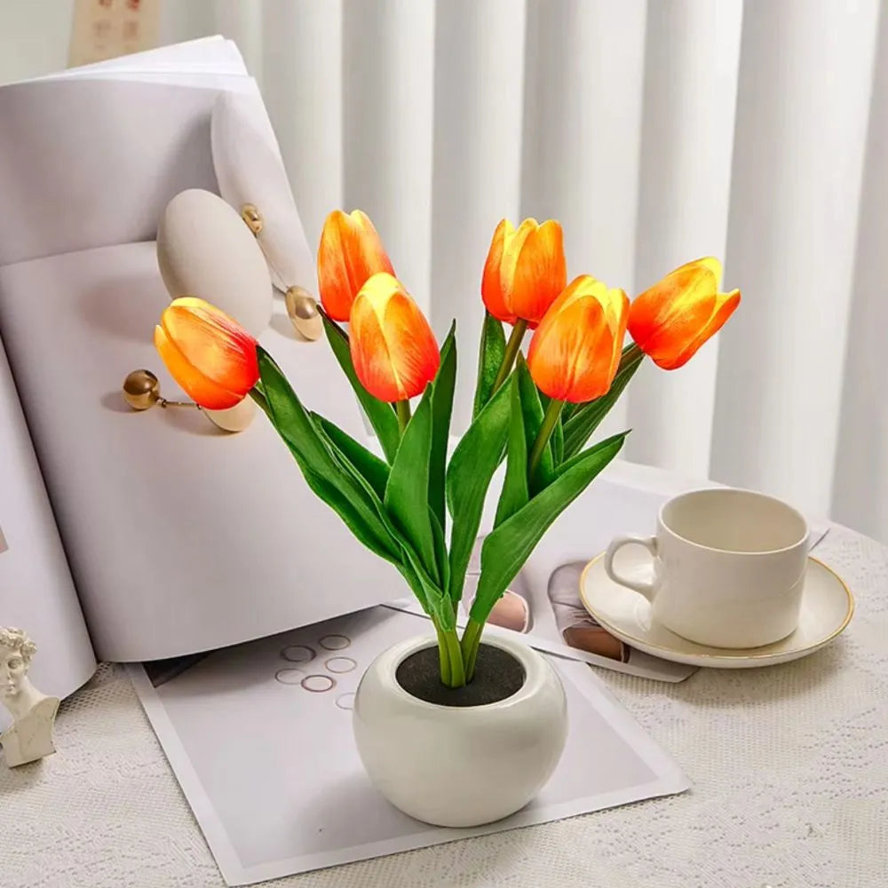 Night Lamp | Realistic Tulip LED & USB Rechargeable | 3 Or 6 Flowers