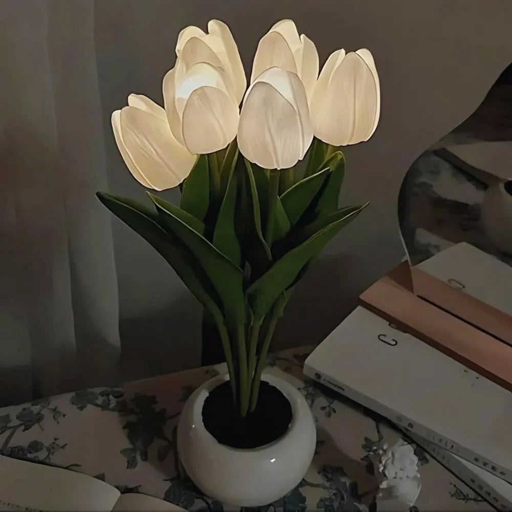 Night Lamp | Realistic Tulip LED & USB Rechargeable | 3 Or 6 Flowers