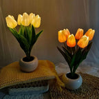 Night Lamp | Realistic Tulip LED & USB Rechargeable | 3 Or 6 Flowers