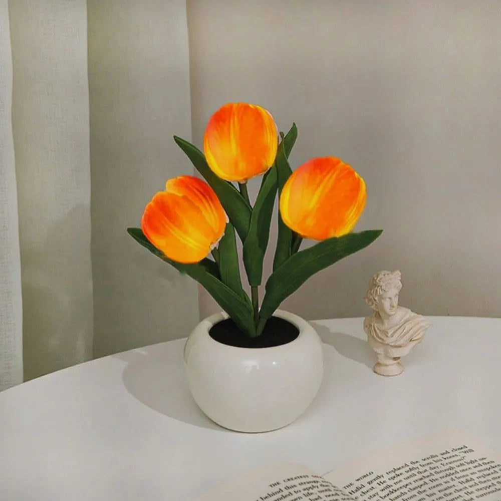 Night Lamp | Realistic Tulip LED & USB Rechargeable | 3 Or 6 Flowers