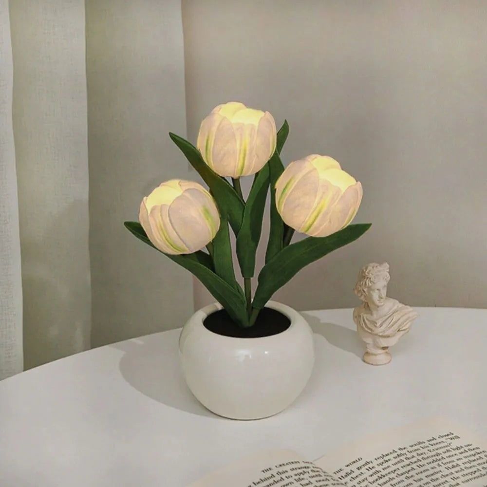 Night Lamp | Realistic Tulip LED & USB Rechargeable | 3 Or 6 Flowers