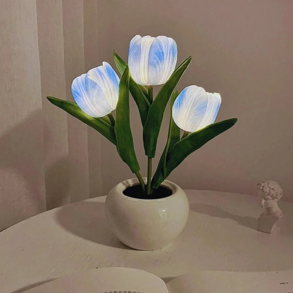 Night Lamp | Realistic Tulip LED & USB Rechargeable | 3 Or 6 Flowers