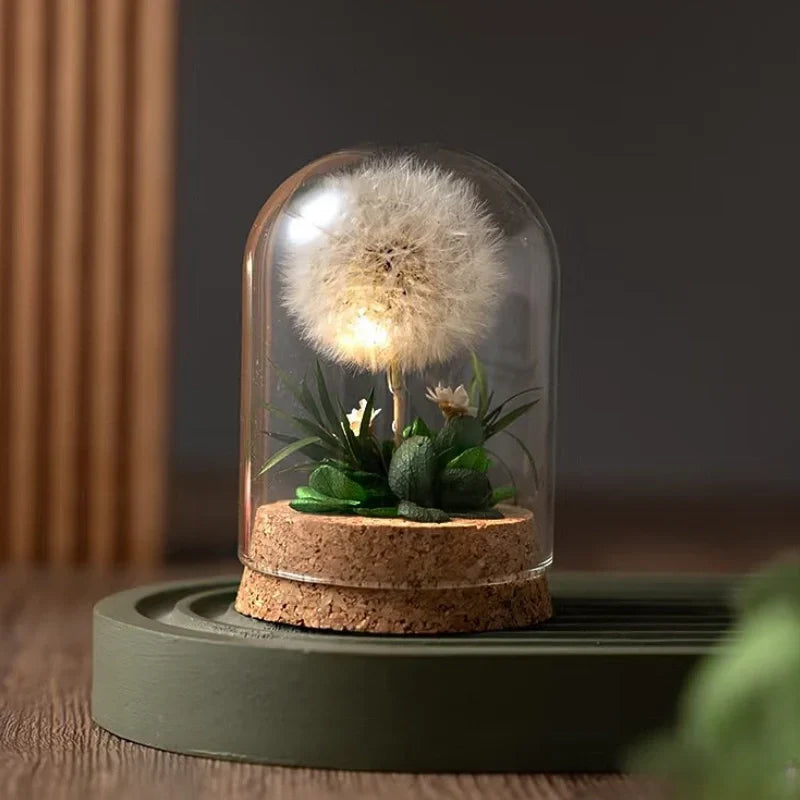 Night Light | Handmade Dried Flowers & Glass Dome | Battery-Powered