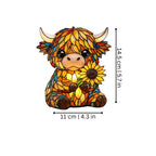 Night Light | Highland Cow Sunflower Stained Glass & Warm Glow