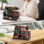 Nightstand Docking Station | Solid Wood All-In-One Organizer | 27 x 15 x 19 cm