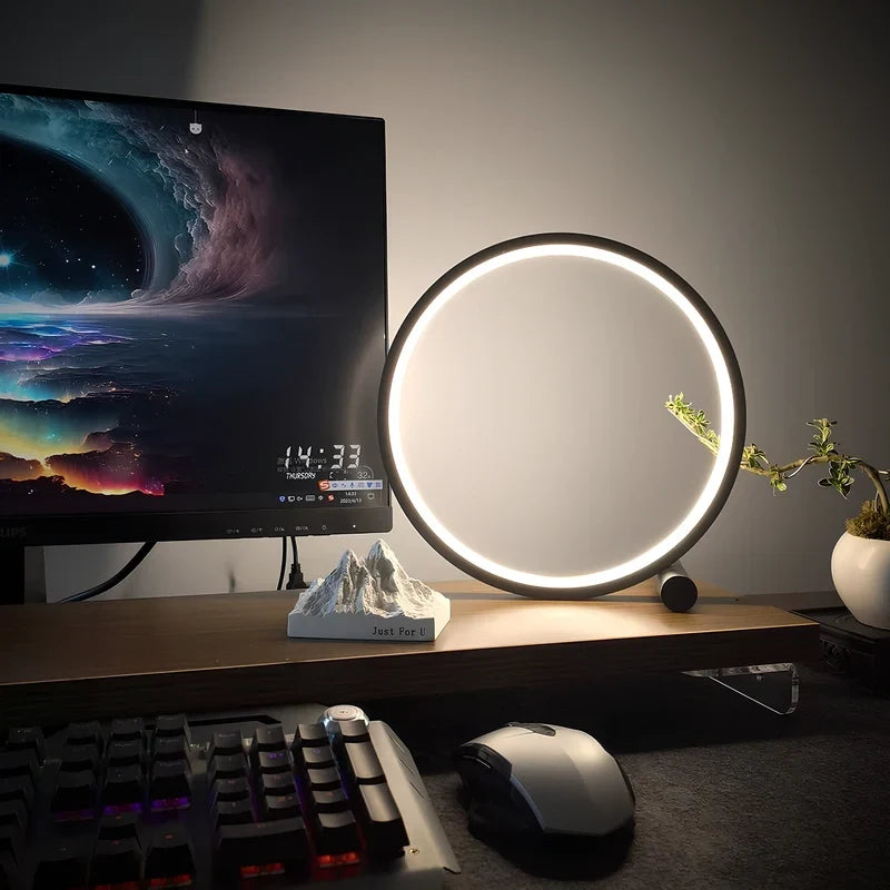 Nightstand Lamp | Dimmable LED Halo Ring