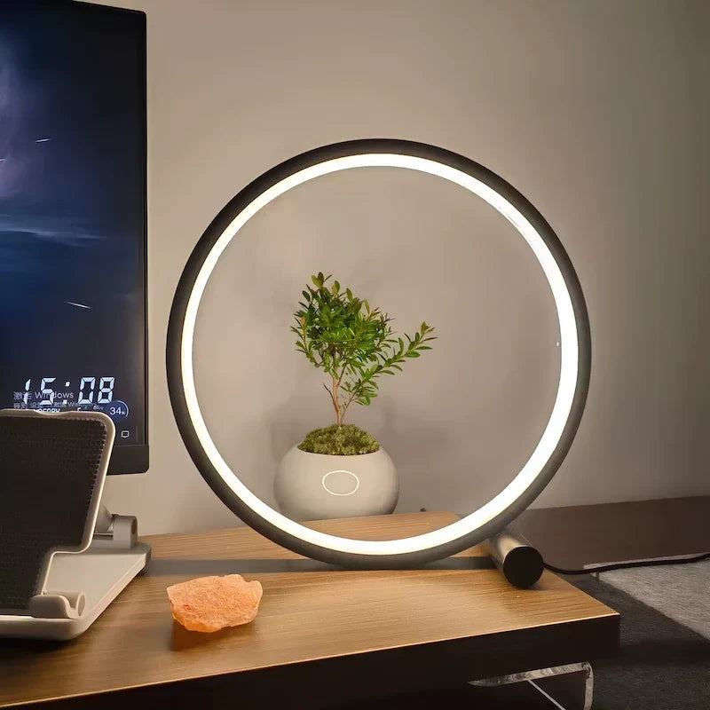 Nightstand Lamp | Dimmable LED Halo Ring