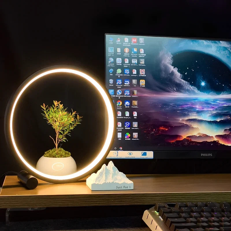 Nightstand Lamp | Dimmable LED Halo Ring