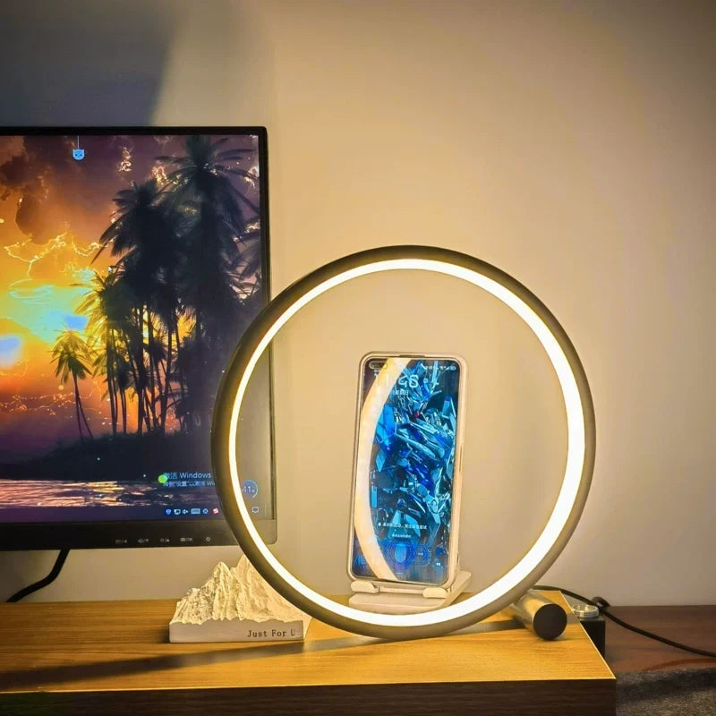 Nightstand Lamp | Dimmable LED Halo Ring