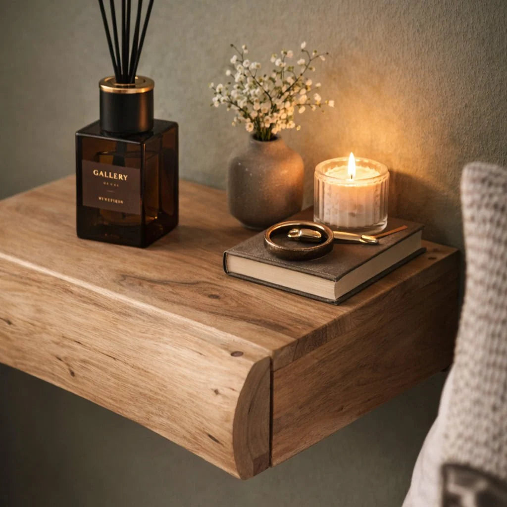 Nightstand Set | Floating Acacia Wood | Set of 2