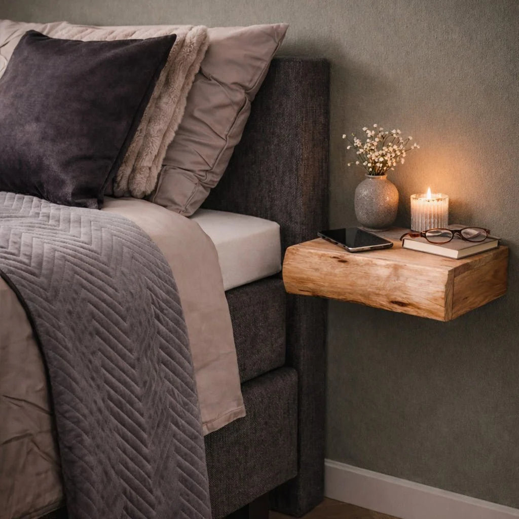 Nightstand Set | Floating Acacia Wood | Set of 2