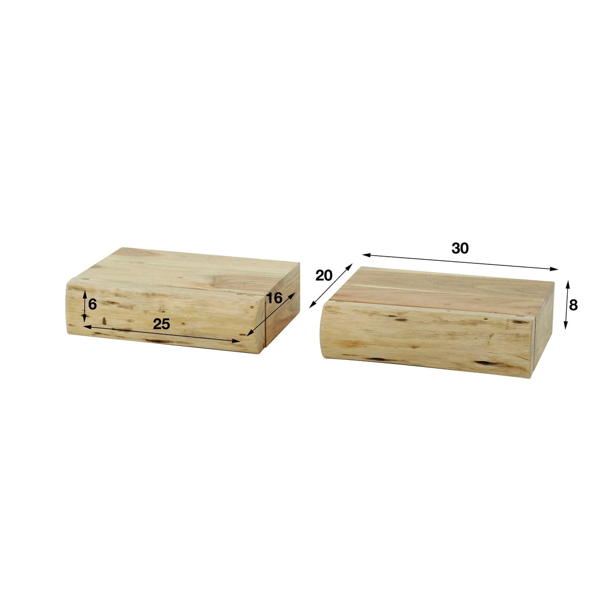 Nightstand Set | Floating Acacia Wood | Set of 2