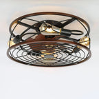 Nordic Industrial Wrought Iron Cylinder 4-Light Chandelier Ceiling Fan Lamp