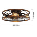 Nordic Industrial Wrought Iron Cylinder 4-Light Chandelier Ceiling Fan Lamp