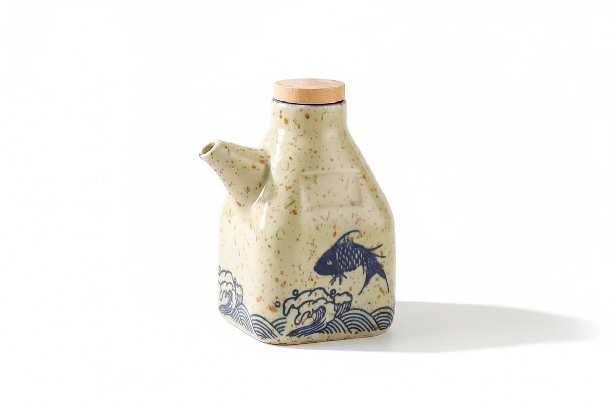 Oil & Sauce Dispenser | Hand-Painted Ceramic & Drip-Free Spout
