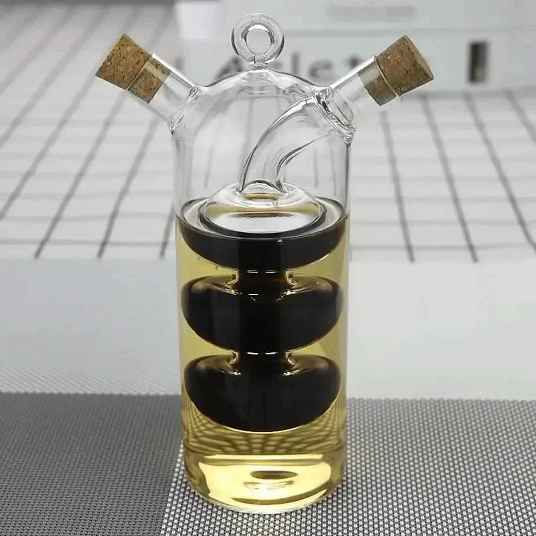 Oil & Vinegar Dispenser | Double-Compartment Glass & Mess-Free Spouts