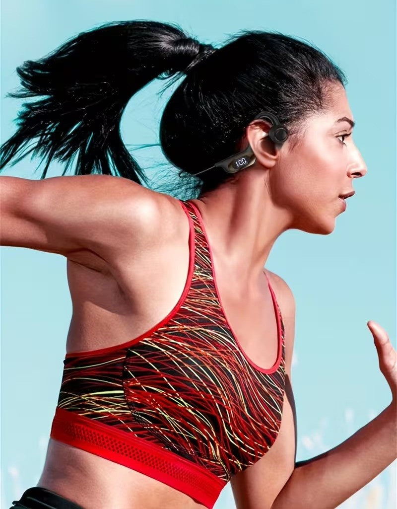 Open-Ear Bone Conduction Headphones with LED Display