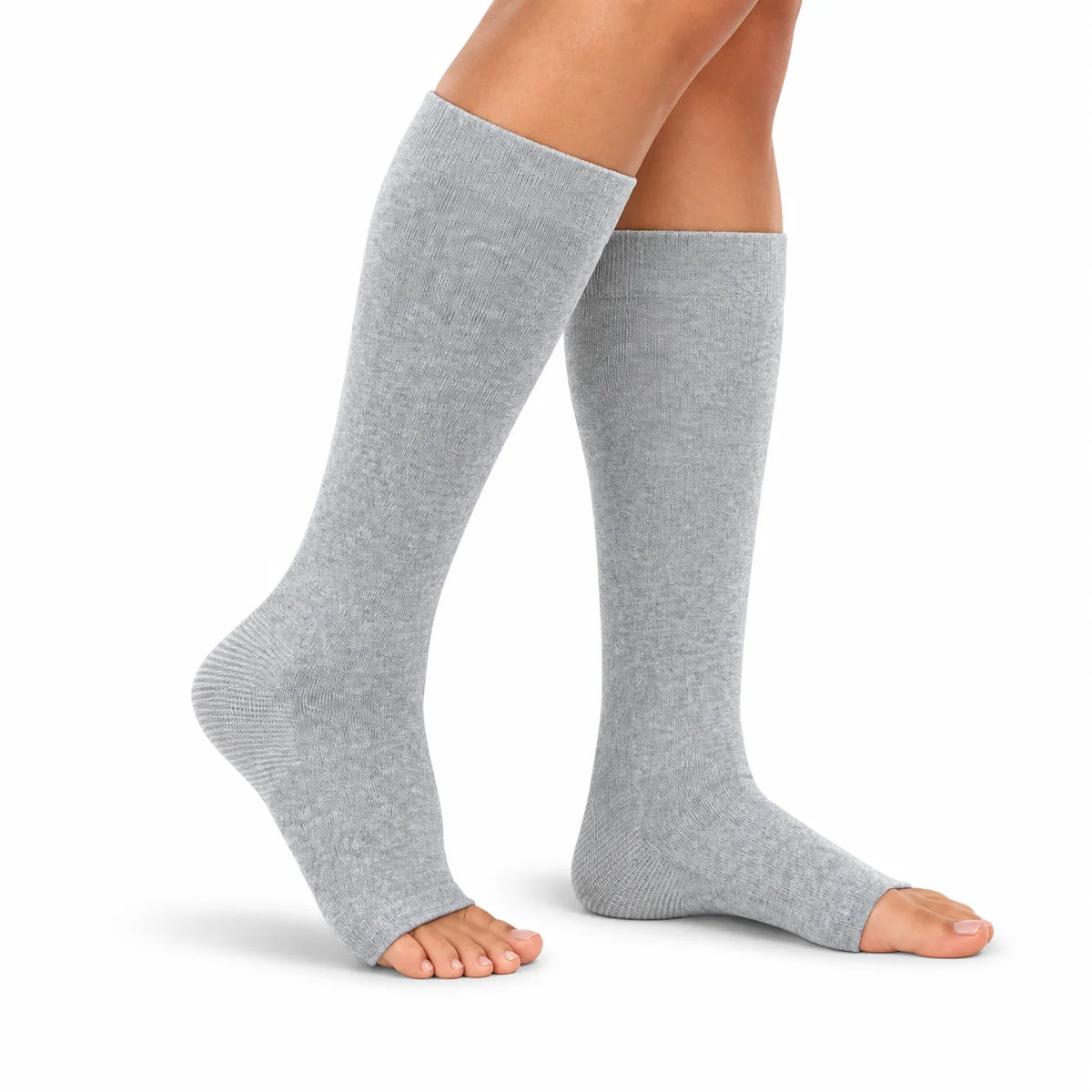 Open-Toe Compression Socks | Bamboo-Blend Breathable & Targeted Support | Knee-High