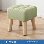 Ottoman Pouf | Padded Soft Linen Seat & Non-Slip Wooden Legs | Small & Medium
