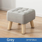 Ottoman Pouf | Padded Soft Linen Seat & Non-Slip Wooden Legs | Small & Medium