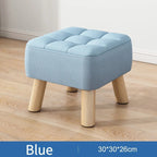 Ottoman Pouf | Padded Soft Linen Seat & Non-Slip Wooden Legs | Small & Medium